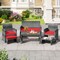 Costway 6PCS Patio Furniture Set Outdoor Sectional Conversation PE Rattan Sofa Set Black/Gray/Navy/Red/White/Turquoise